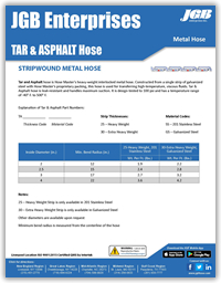 TAR & ASPHALT Hose - Stripwound Metal Hose - Industrial Metal Hose & Expansion Joints Spec Sheet
