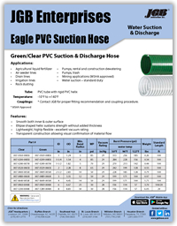 Eagle Green PVC Suction Hose - Suction & Discharge Hose - Water Discharge Hose