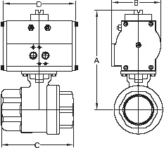 Dimensions Double Acting 2 Piece Ball Valve