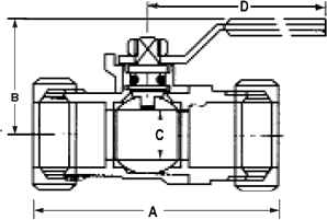 Model T-1009 Valve Dimensions in Inches Diagram