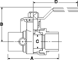 Model S-1102 Valve Dimensions in Inches Diagram