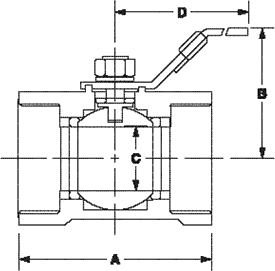 Legend Ball Valve Model T-710 Dimensions in Inches Diagram