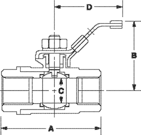 Legend Model T-712 Ball Valve Dimensions in Inches Diagram