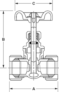 Legend Valve Model T-402 Dimensions in Inches Diagram