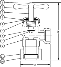 Washing Machine Valve Model T-12 Specifications and Dimensions