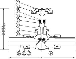 Low Pressure Valve Model T-502 Specifications and Dimensions