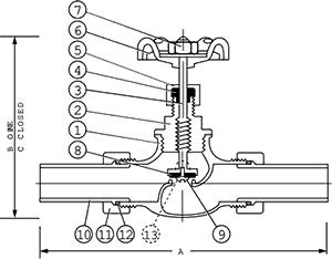 Stop and Waste Valve Model T-513 Specifications and Dimensions