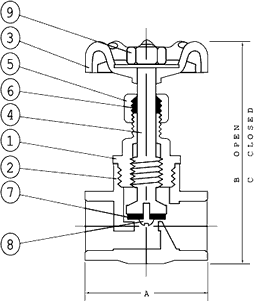 ISO-9002 Low Pressure Valve / Model T-501 Specifications and Dimensions