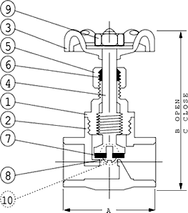 ISO-9002 Low Pressure Valve / Model T-511 Specifications and Dimensions