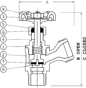 ISO-9002 Low Pressure Valve / Model T-521 Specifications and Dimensions