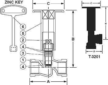T-3200 Log Lighter Valve Specifications and Dimensions