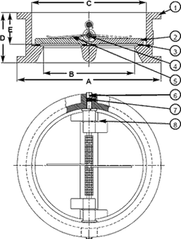T-312 Wafer Check Valve Material Specifications and Dimensions