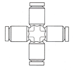 Brass Push-To-Connect Fittings / 4-Way Union Connector