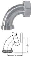 Threaded Bevel Seat x Plain Bevel Seat with Hex Nut Elbows - B2F