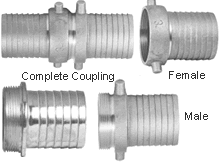 Dixon King Short Shank Suction Couplings, NPSM Thread