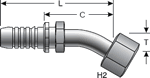 Gates Female JIC 37° Flare Swivel - 30° Bent Tube