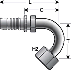 Gates Female Flat-Face O-Ring Swivel - 135° Bent Tube