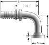 Gates Code 61 Komatsu Style O-Ring Flange - 90° Bent Tube