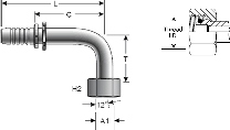 Gates Female DIN 24° Cone Swivel - Light Series with O-Ring - 90° Bent Tube