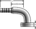 Gates Male French GAZ (Poclain) 24° High Pressure Flange - 90° Bent Tube