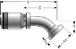 Gates Caterpillar Style O-Ring Flange - 45° Bent Tube (for SAE100R13)