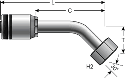 Gates Female British Standard Parallel Pipe O-Ring Swivel - 45° Bent Tube (for SAE100R13)