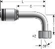 Gates Female British Standard Parallel Pipe O-Ring Swivel - 90° Bent Tube (for SAE100R13)