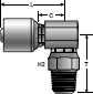 Gates MegaCrimp Male Pipe Swivel - 90° Long Block