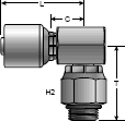 Gates MegaCrimp Male O-Ring Boss Swivel - 90° Block