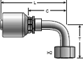 Gates MegaCrimp Female JIC 37° Flare Swivel - 90° Bent Tube