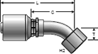 Gates MegaCrimp Female SAE 45° Flare Swivel - 45° Bent Tube