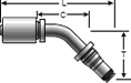 Gates MegaCrimp Male Quick-Lok® High - 45° Bent Tube