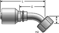 Gates MegaCrimp Female Flat-Face O-Ring Swivel - 45° Bent Tube