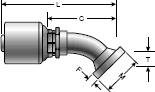 Gates MegaCrimp Code 61 O-Ring Flange - 45° Bent Tube