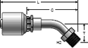 Gates MegaCrimp SAE Male Inverted Swivel - 45° Bent Tube