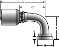 Gates MegaCrimp Komatsu O-Ring Flange - 90° Bent Tube