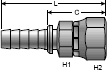 Gates Power Crimp Female JIC 45° Flare Swivel