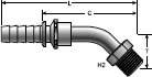 Gates Power Crimp SAE Male Inverted Swivel - 45° Bent Tube