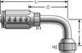 Gates Field Attachable Type T Female JIC 37° Flare Swivel - 90° Bent Tube for G1 Hose