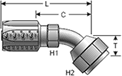 Gates Female JIC 37° Flare Swivel - 45° Bent Tube for C5C, C5D & C5M Hose