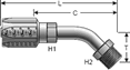 Gates Male SAE 45° Flare Inverted Swivel - 45° Bent Tube for C5C, C5D & C5M Hose