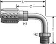 Gates Male SAE 45° Flare Inverted Swivel - 90° Bent Tube for C5C, C5D & C5M Hose