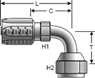 Gates Female JIC 37° Flare Swivel - 90° Bent Tube for C5E Hose