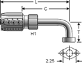 Gates Special Flange - 90° - Engine Oil Connection (Code 61 2 Bolt) for C5E Hose
