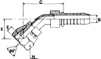 BSP Swivel Female, 45 Degree Bent Tube