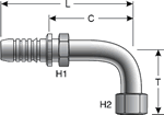 Gates Female MegaSeal® Swivel - 90° Bent Tube