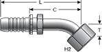 Gates Female JIC 37° Flare Swivel - 45° Bent Tube