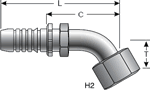 Gates Female JIC 37° Flare Swivel - 60° Bent Tube