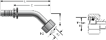 Gates Female DIN 24° Cone Swivel - Heavy Series with O-Ring - 45° Bent Tube