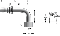 Gates Female DIN 24° Cone Swivel - Heavy Series with O-Ring - 90° Bent Tube